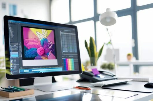 ai-generated-graphic-design-workspace-with-colorful-illustration-photo ai-generated-graphic-design-workspace-with-colorful-illustration-photo
